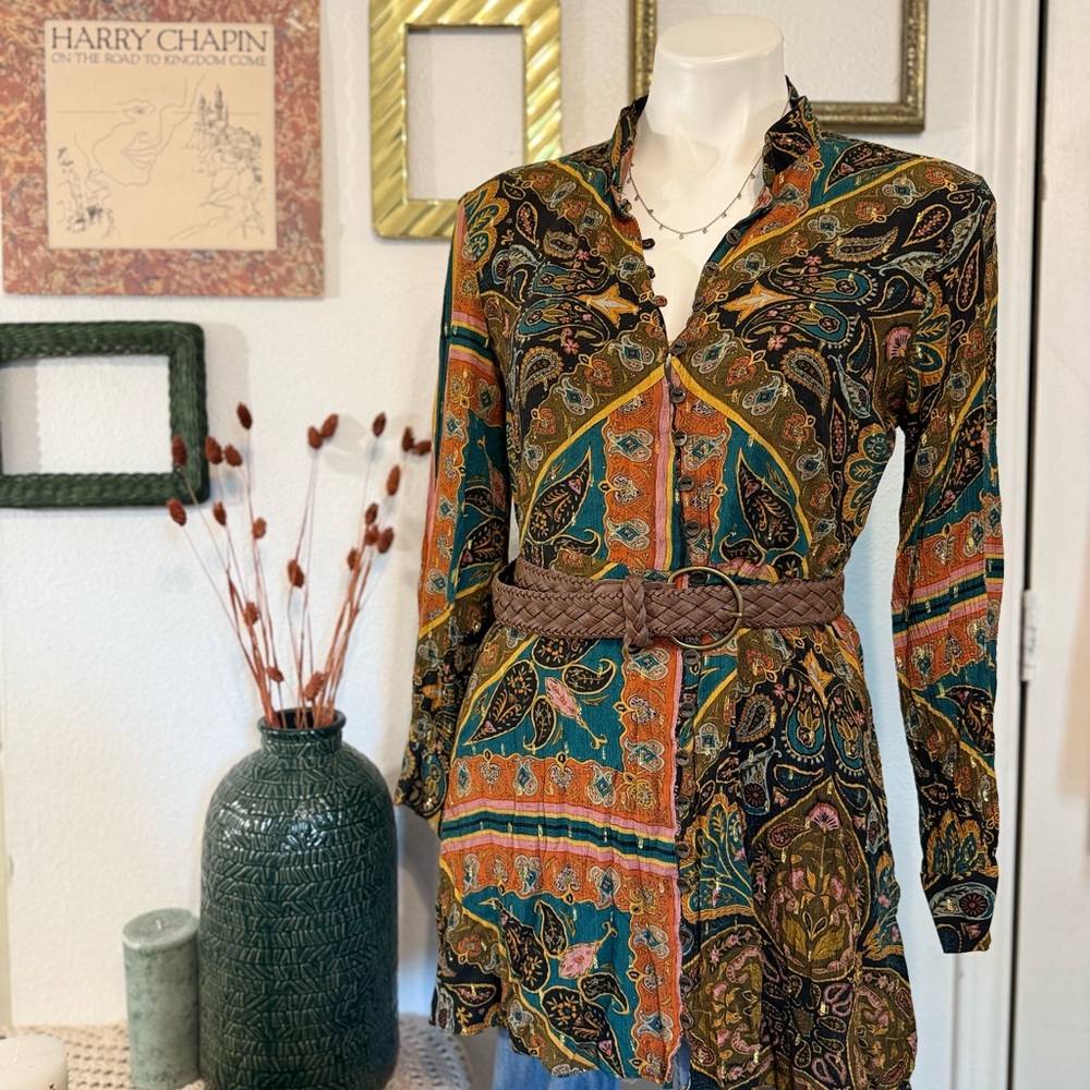 Zara Paisley Print Mini Dress in Teal, Rust, Black